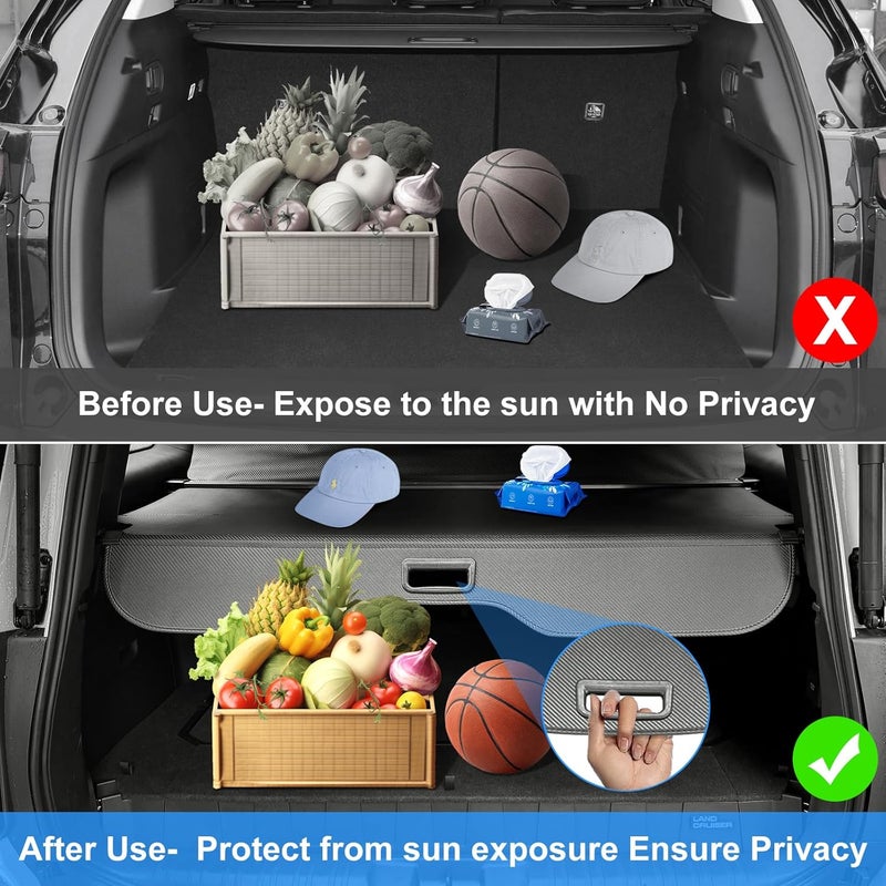 AUXKO Retractable Cargo Cover for Toyota Land Cruiser Prado J250 LC250 2024 2025 Lexus GX550, Trunk Cover Security Cover Shielding Shade Anti-Peeping Privacy Screen, Carbon Fiber - Image 5